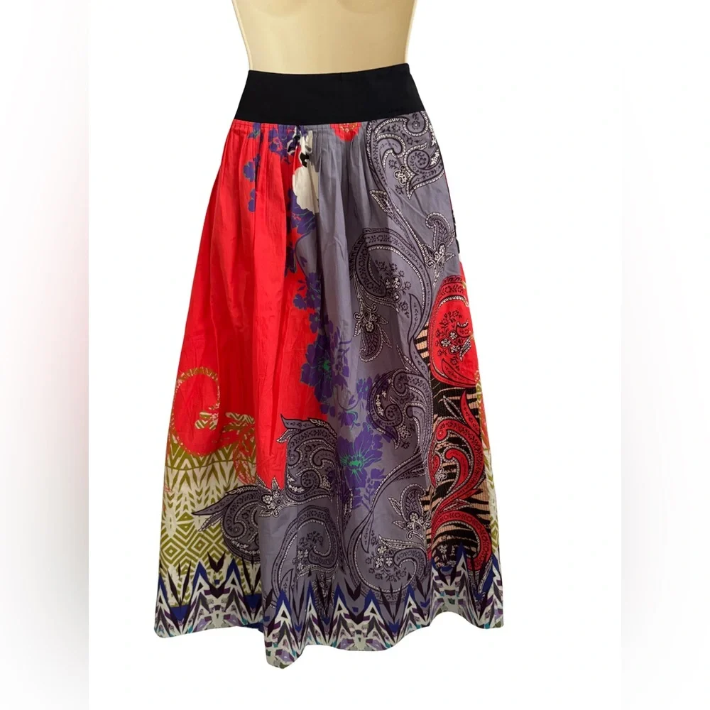 Etro Vibrant Midi Skirt with Purple, Red and Green Accents - Picture 5 of 8